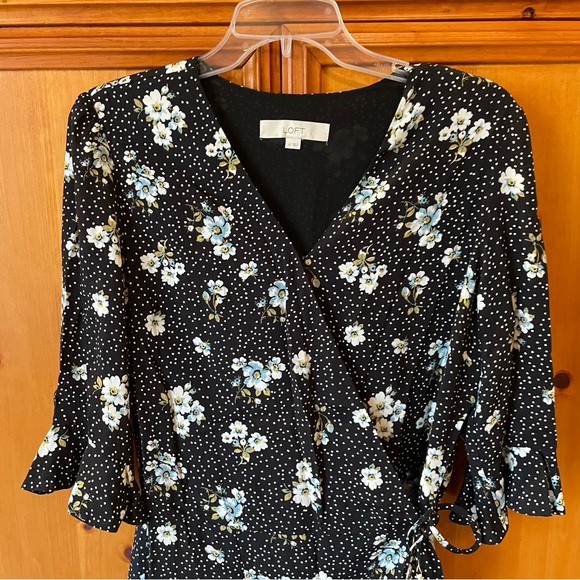 Navy Floral Wrap Dress/Romper - Picture 3 of 3